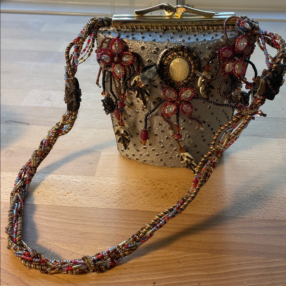 Mary Frances Beaded Evening Bag | Metallic Leather | Embellished Art Purse - Picture 6 of 8